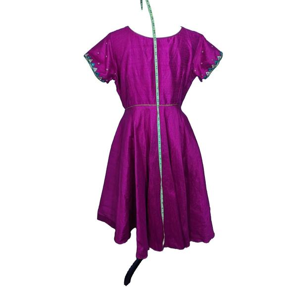 Indian Dress Magenta Full Pullover Silk Dupuoni Beaded Mirrors See Description - Picture 11 of 16